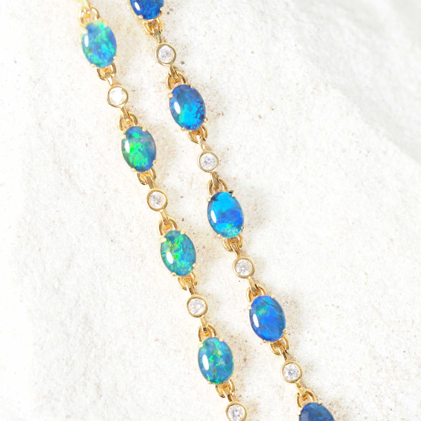 'Starlight Blue' Triplet Opal Bracelet Gold Plated Silver