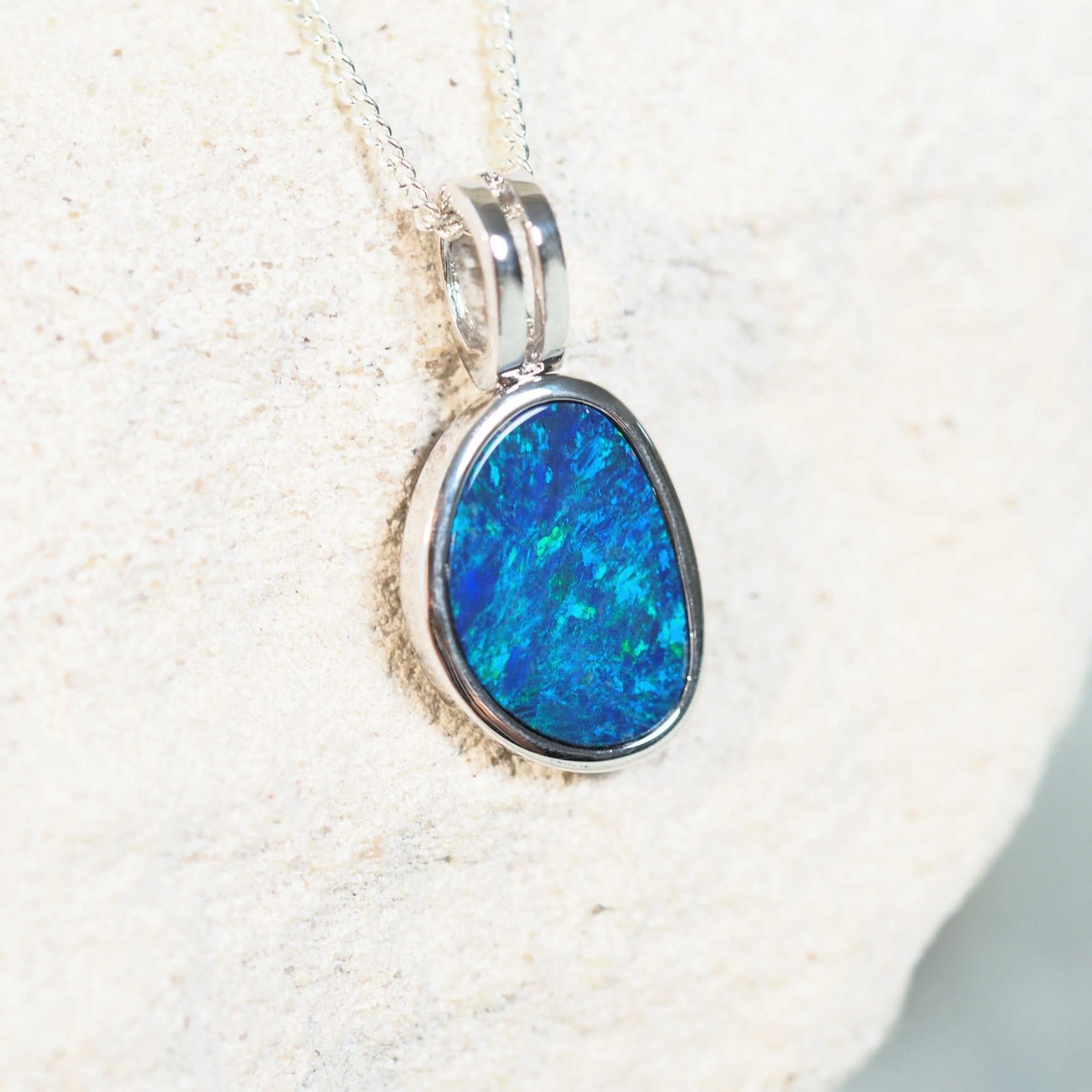'Taylina' Doublet Opal Pendant 14ct White Gold