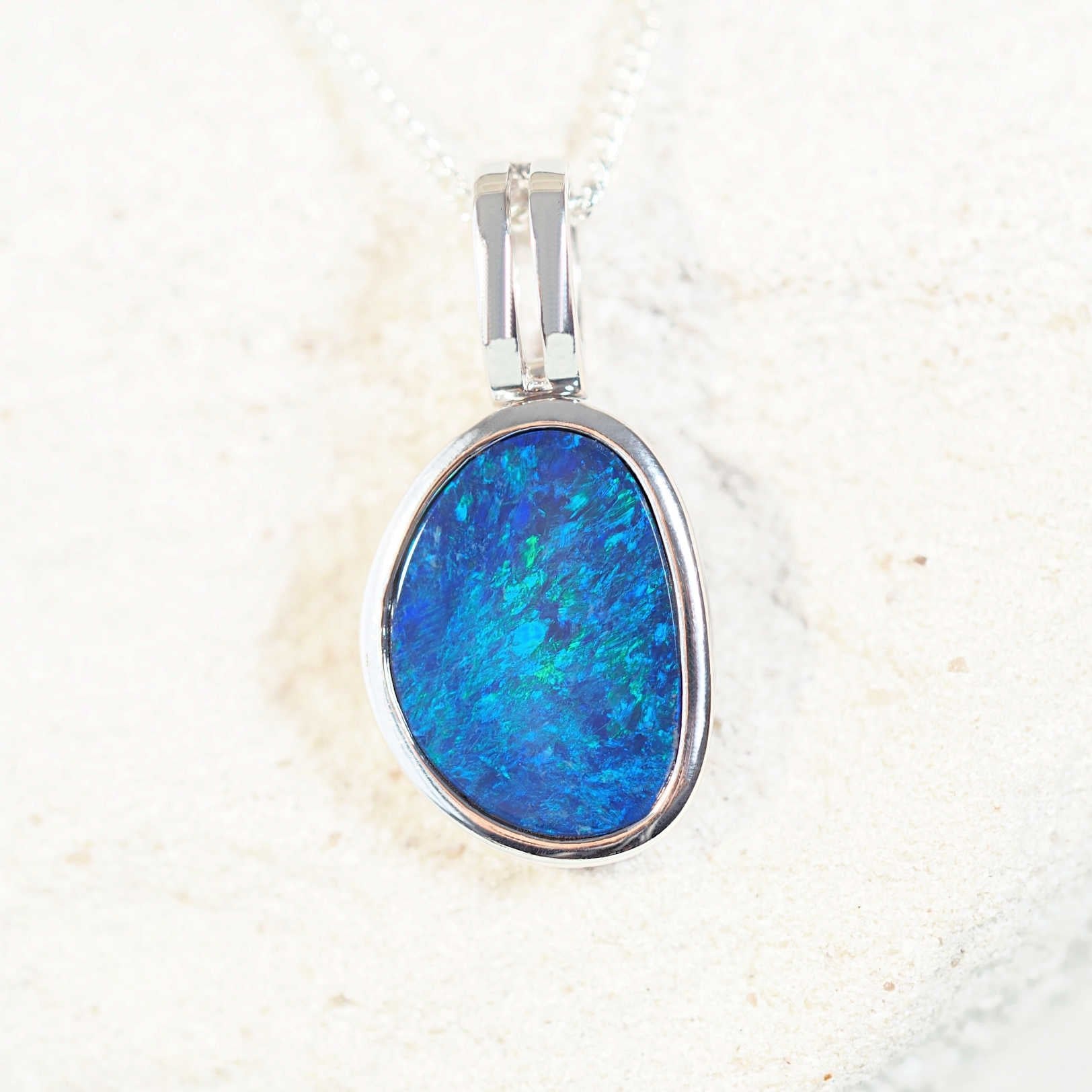 'Taylina' Doublet Opal Pendant 14ct White Gold