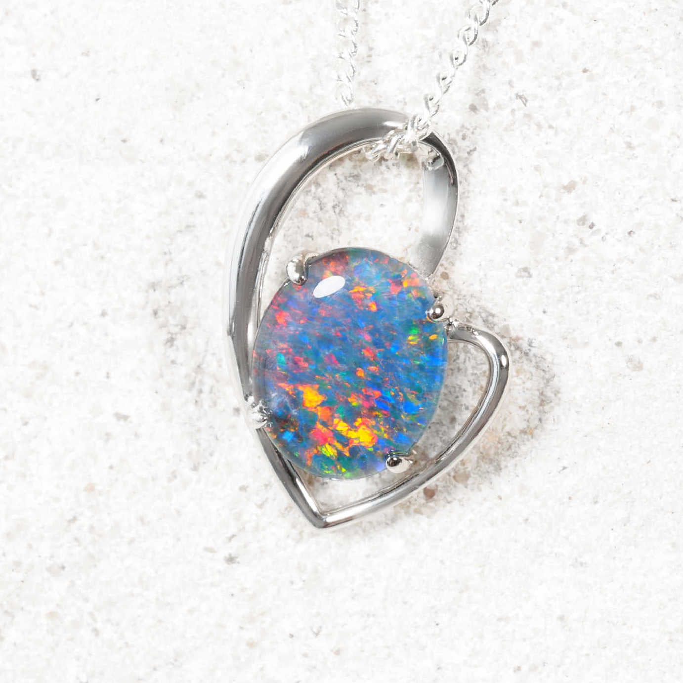 Sterling silver Tiare opal pendant with oval Australian triplet opal