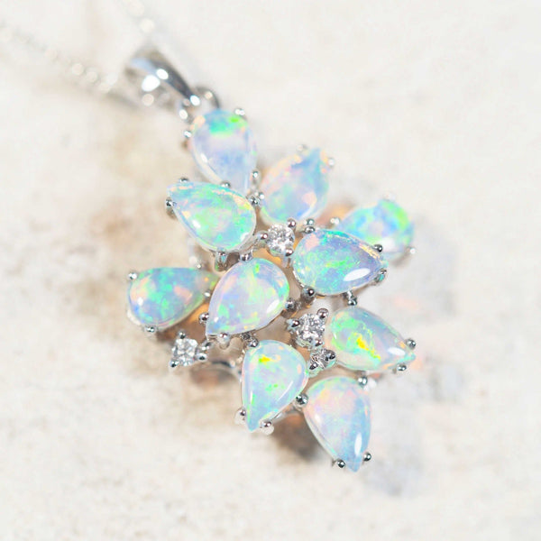 crystal opal necklace set in 18ct white gold