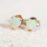 heart-shaped crystal opal earrings set in gold