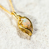 'Alani' Gold Plated Silver Australian Crystal Opal Necklace Pendant - Black Star Opal