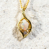 'Alani' Gold Plated Silver Australian Crystal Opal Necklace Pendant - Black Star Opal