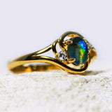 'Alenka' Gold Plated Silver Australian Triplet Opal Ring - Black Star Opal