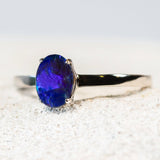 'Alina' Silver Australian Triplet Opal Ring - Black Star Opal