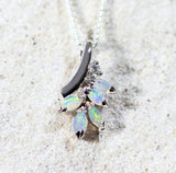 'Ariana' Silver Australian Crystal Opal Necklace Pendant - Black Star Opal
