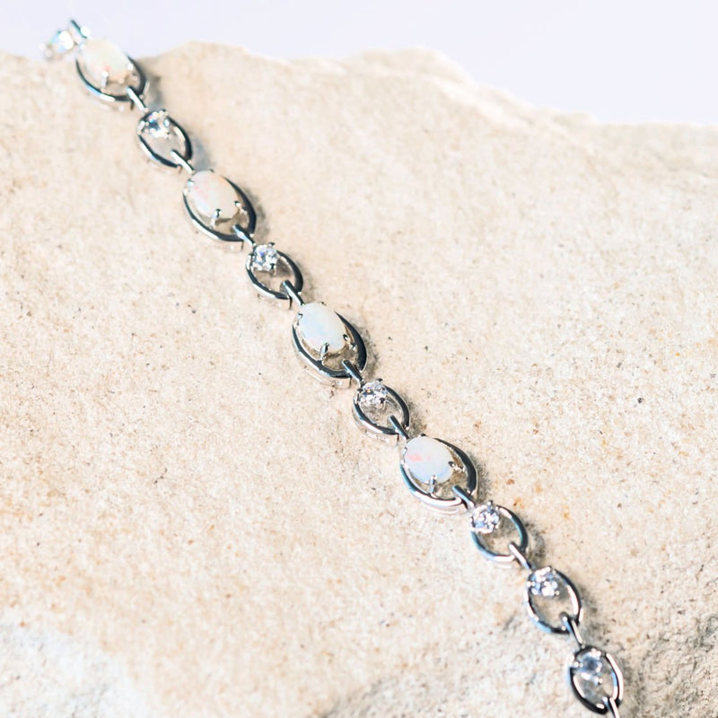 multi-coloured silver opal bracelet