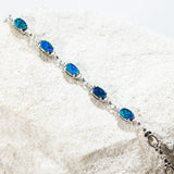 'Daisy Chain' Silver Australian Triplet Opal Bracelet - Black Star Opal