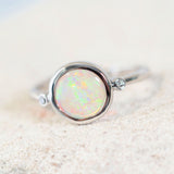 colourful crystal opal white gold ring