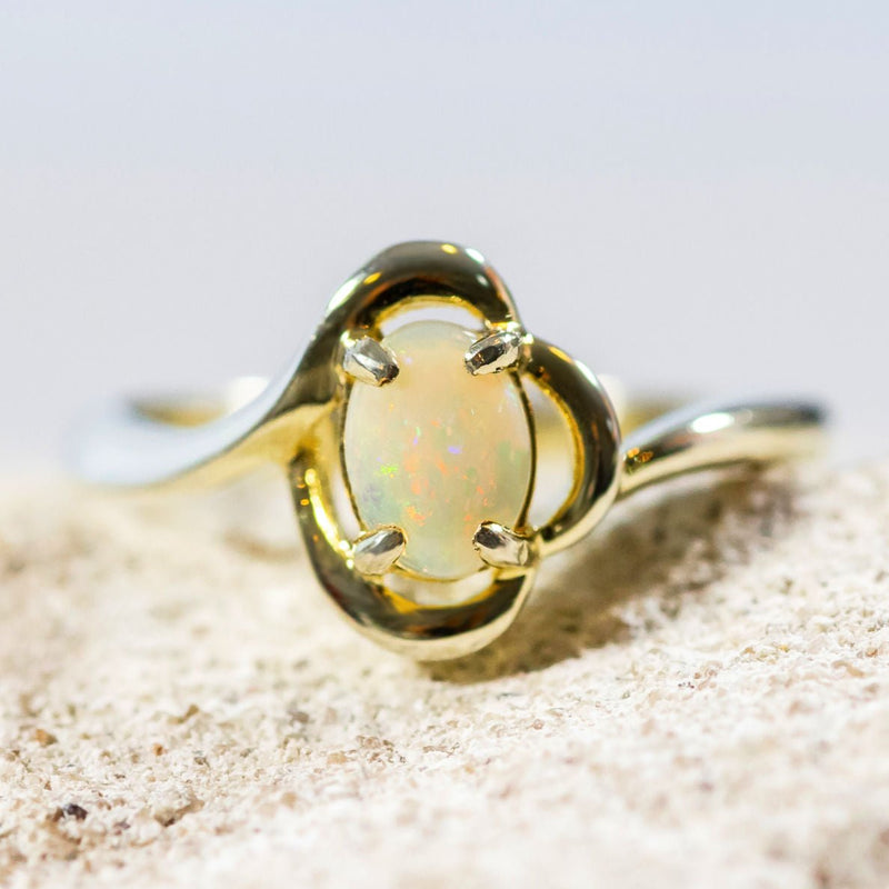 Gold plated silver solid opal ring 'Della'