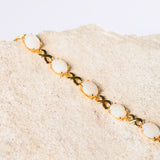 eternity design gold plated silver white opal bracelet
