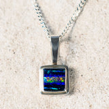 'Horizon' Silver Australian Doublet Opal Necklace Pendant - Black Star Opal