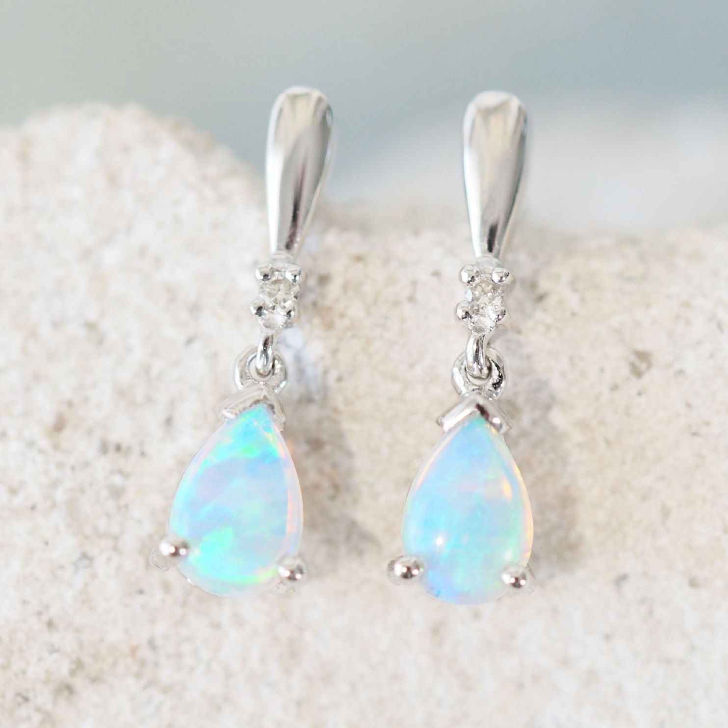 'Imara' 14ct White Gold Crystal Opal Earring