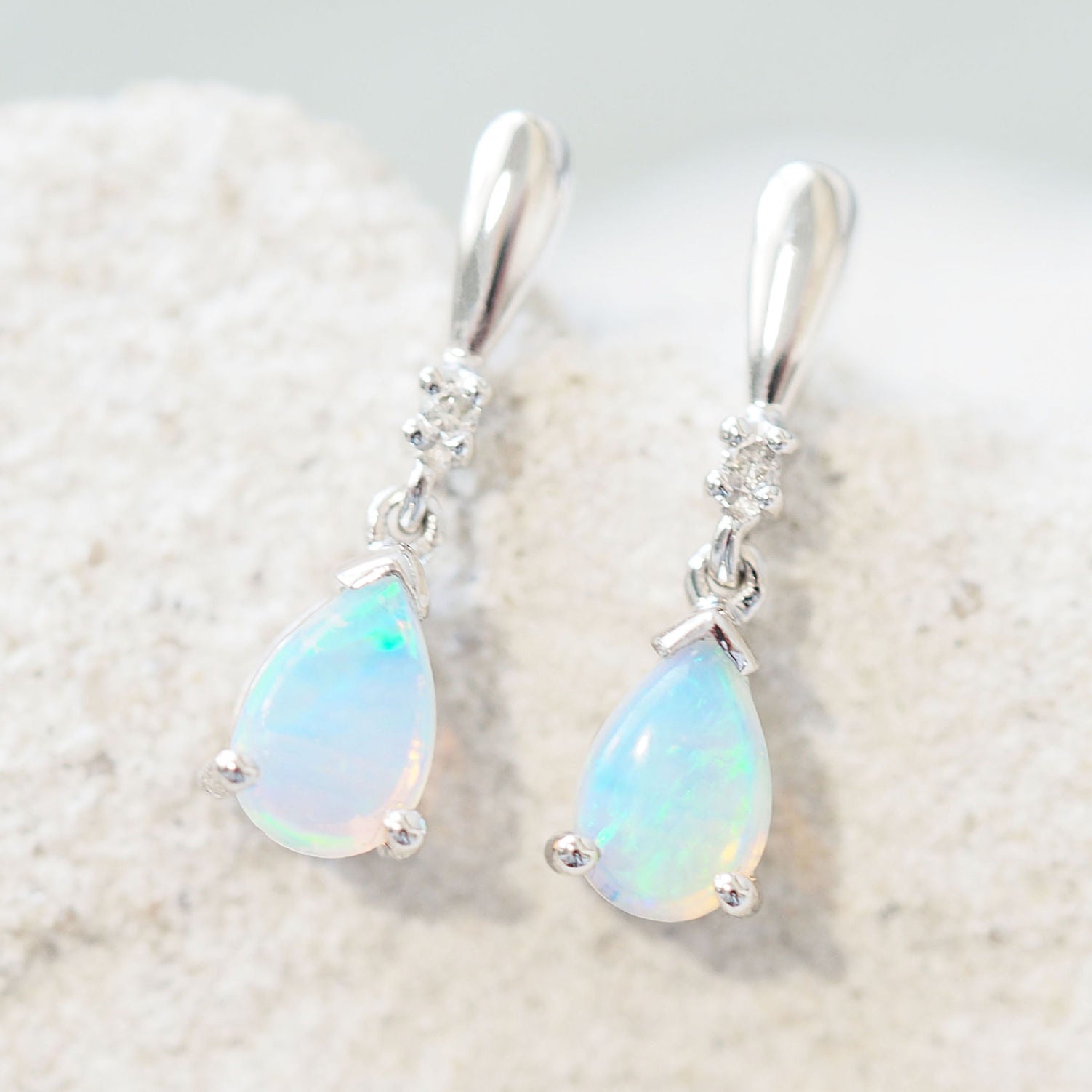'Imara' 14ct White Gold Crystal Opal Earring