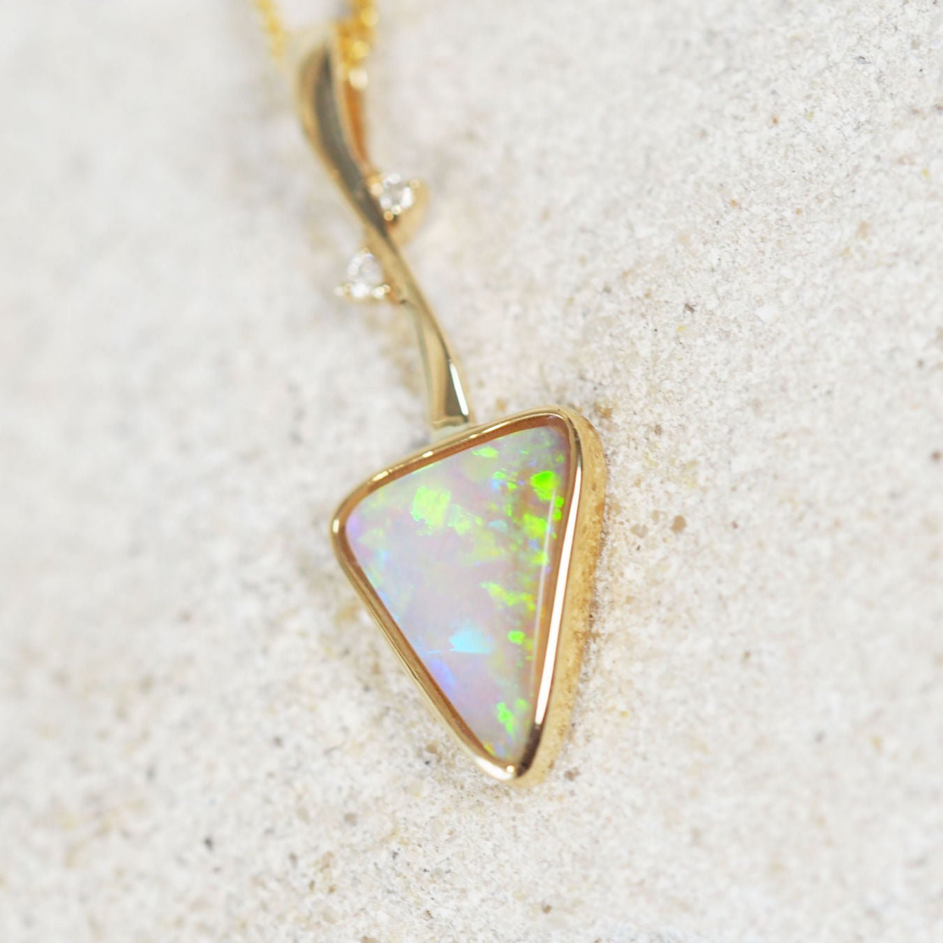 blue and green crystal opal pendant