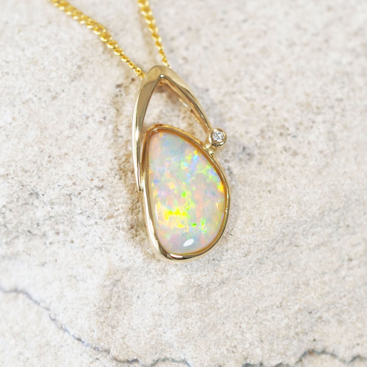 multi-colour crystal opal and diamond pendant