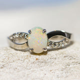 'Kaia' Silver Australian Crystal Opal Ring - Black Star Opal