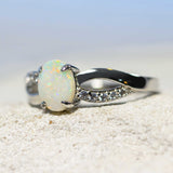 'Kaia' Silver Australian Crystal Opal Ring - Black Star Opal