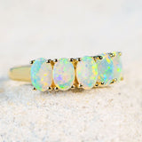 'Keyla' Gold Australian Crystal Opal Ring - Black Star Opal