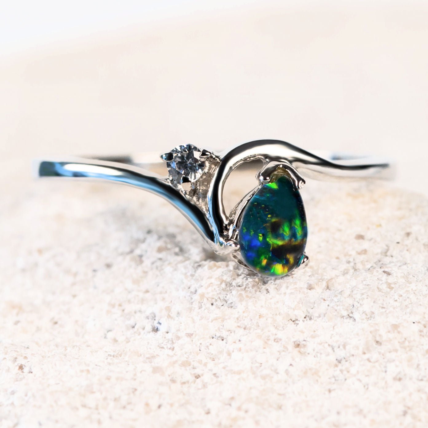 'Kiara' Triplet Opal Ring Silver