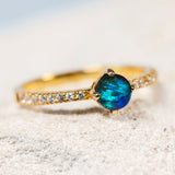 'Leila' Gold Plated Silver Australian Triplet Opal Ring - Black Star Opal