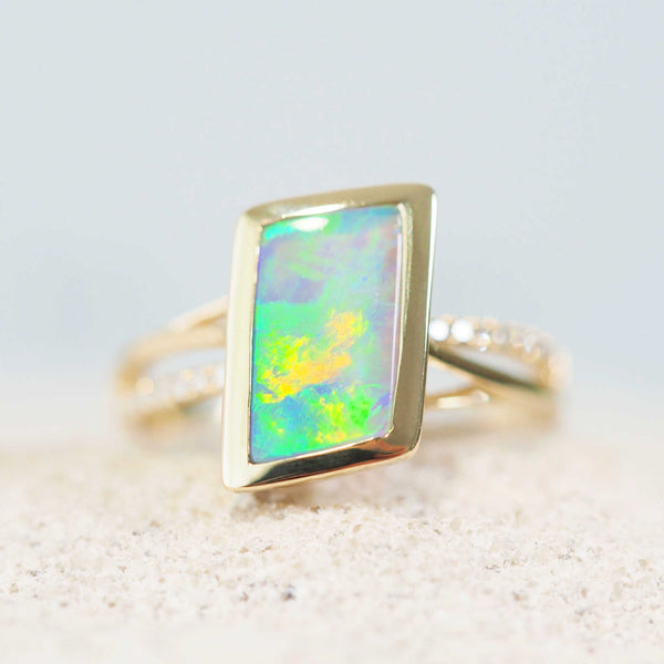 'Madia' 14ct Gold Semi-Black Opal Ring