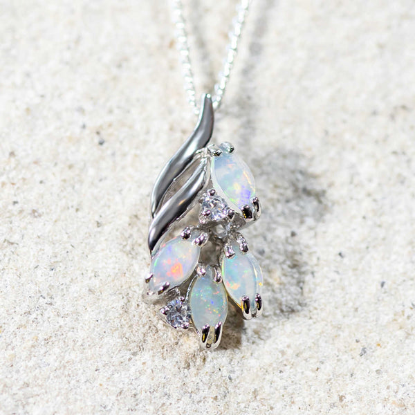 'Marisol' Silver Australian Crystal Opal Necklace Pendant - Black Star Opal