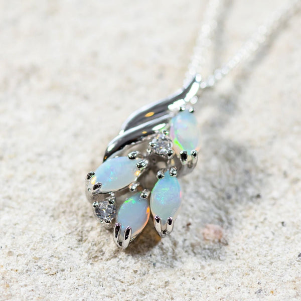 'Marisol' Silver Australian Crystal Opal Necklace Pendant - Black Star Opal