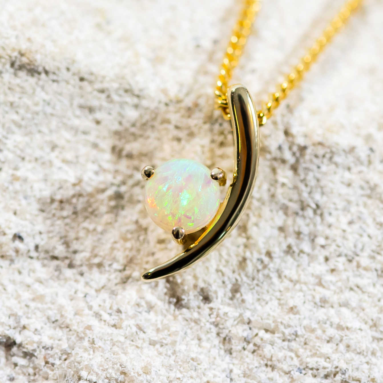'Nala' Gold Australian Crystal Opal Necklace Pendant - Black Star Opal