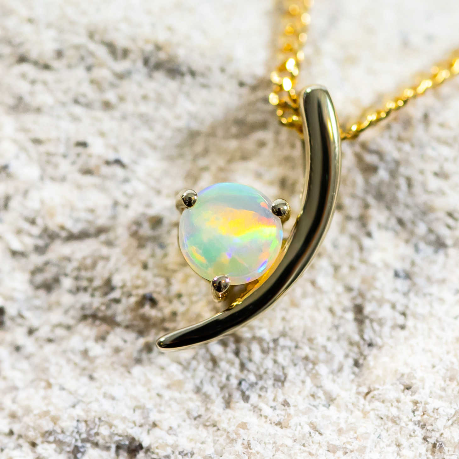 'Nala' Gold Australian Crystal Opal Necklace Pendant - Black Star Opal