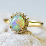 'Princess Deux' Gold Australian Crystal Opal Ring - Black Star Opal