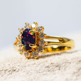 'Princess' Gold Plated Silver Australian Triplet Opal Ring - Black Star Opal