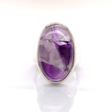 Silver Amethyst Gemstone Ring - Black Star Opal