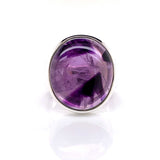 Silver Amethyst Gemstone Ring - Black Star Opal