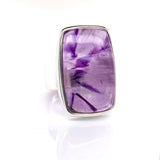 Silver Amethyst Gemstone Ring - Black Star Opal