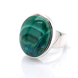 Silver Malachite Gemstone Ring - Black Star Opal