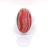 Silver Rhodochrosite Gemstone Ring - Black Star Opal