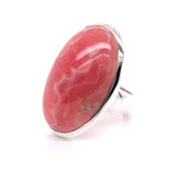 Silver Rhodochrosite Gemstone Ring - Black Star Opal