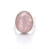 Silver Rose Quartz Gemstone Ring - Black Star Opal