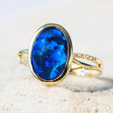 'Sofia' Gold Lightning Ridge Black Opal Ring - Black Star Opal