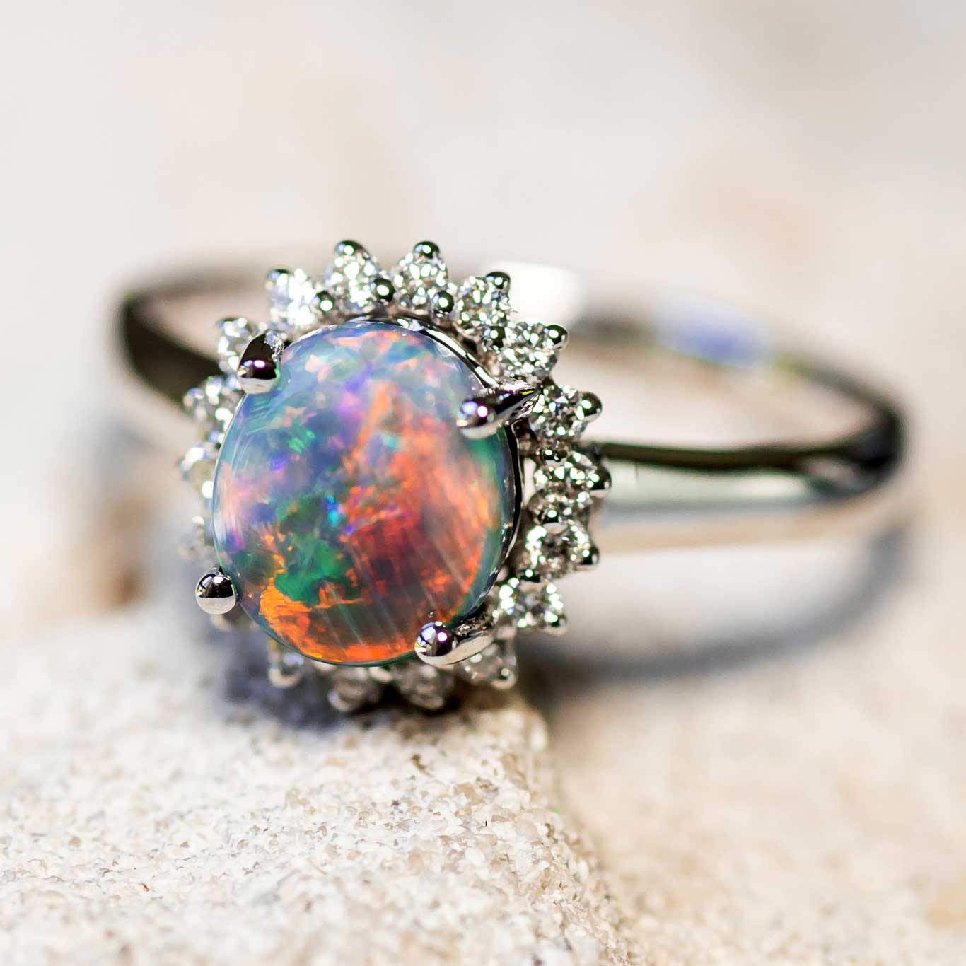 Southern Princess' Black Opal Gold Ring Black Star Opal