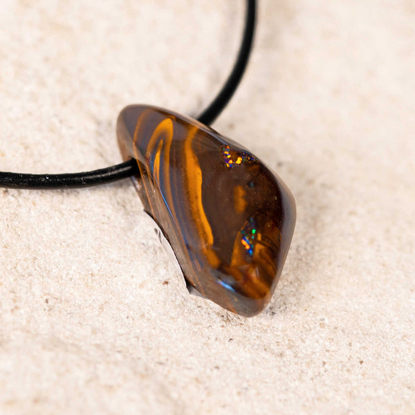 colourful matrix boulder opal pendant