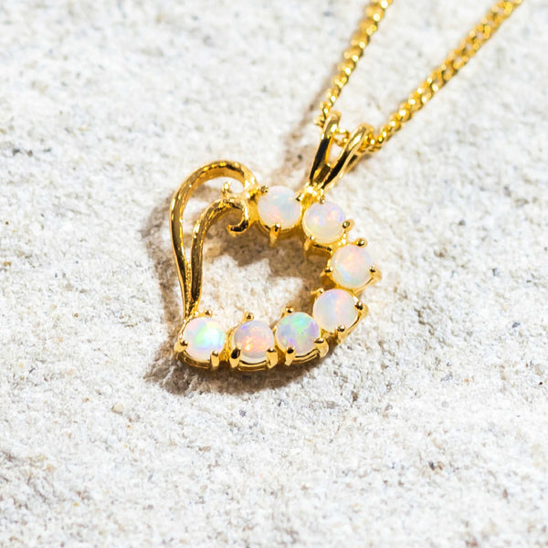 'Velentine' Gold Plated Silver Australian Crystal Opal Necklace Pendant - Black Star Opal