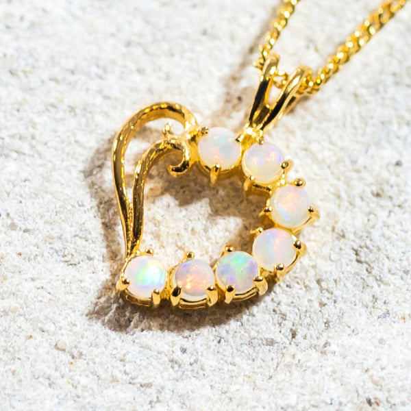 'Velentine' Gold Plated Silver Australian Crystal Opal Necklace Pendant - Black Star Opal