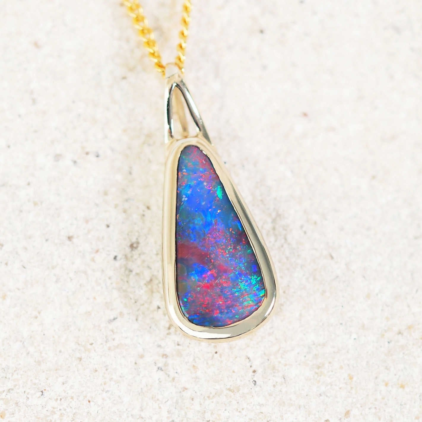 multi-colour black opal gold pendant