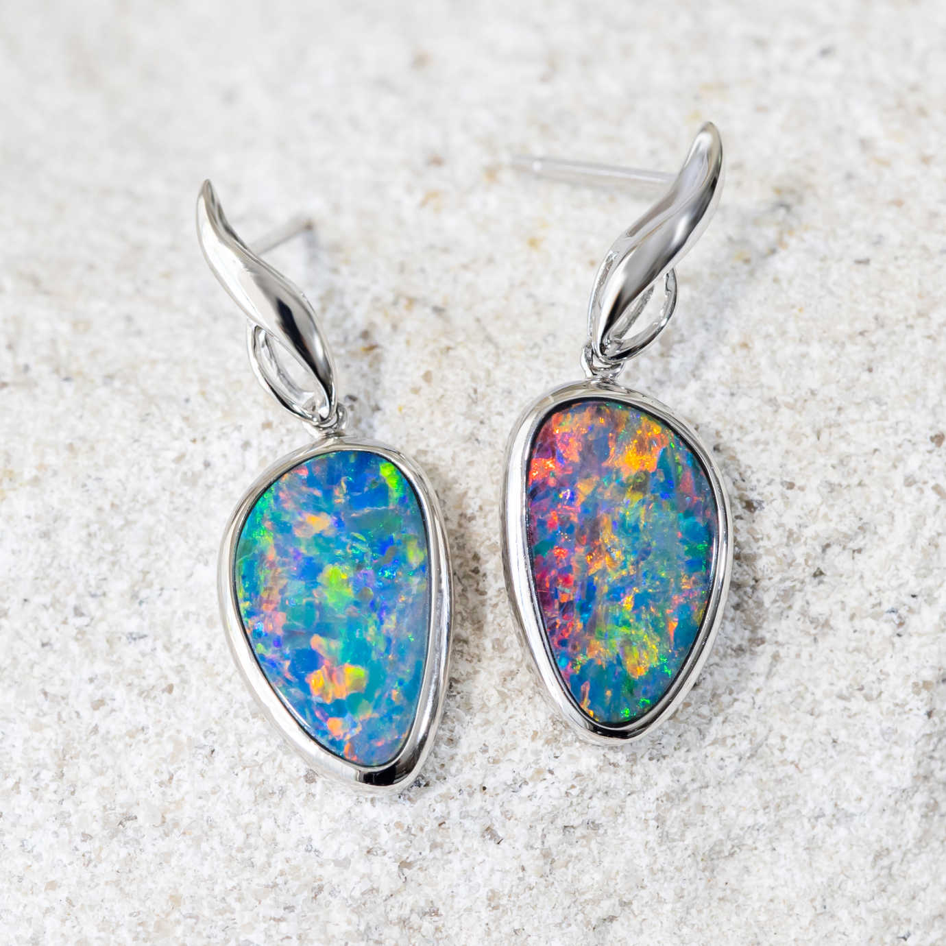 Gold Opal Earrings - Black Star Opal