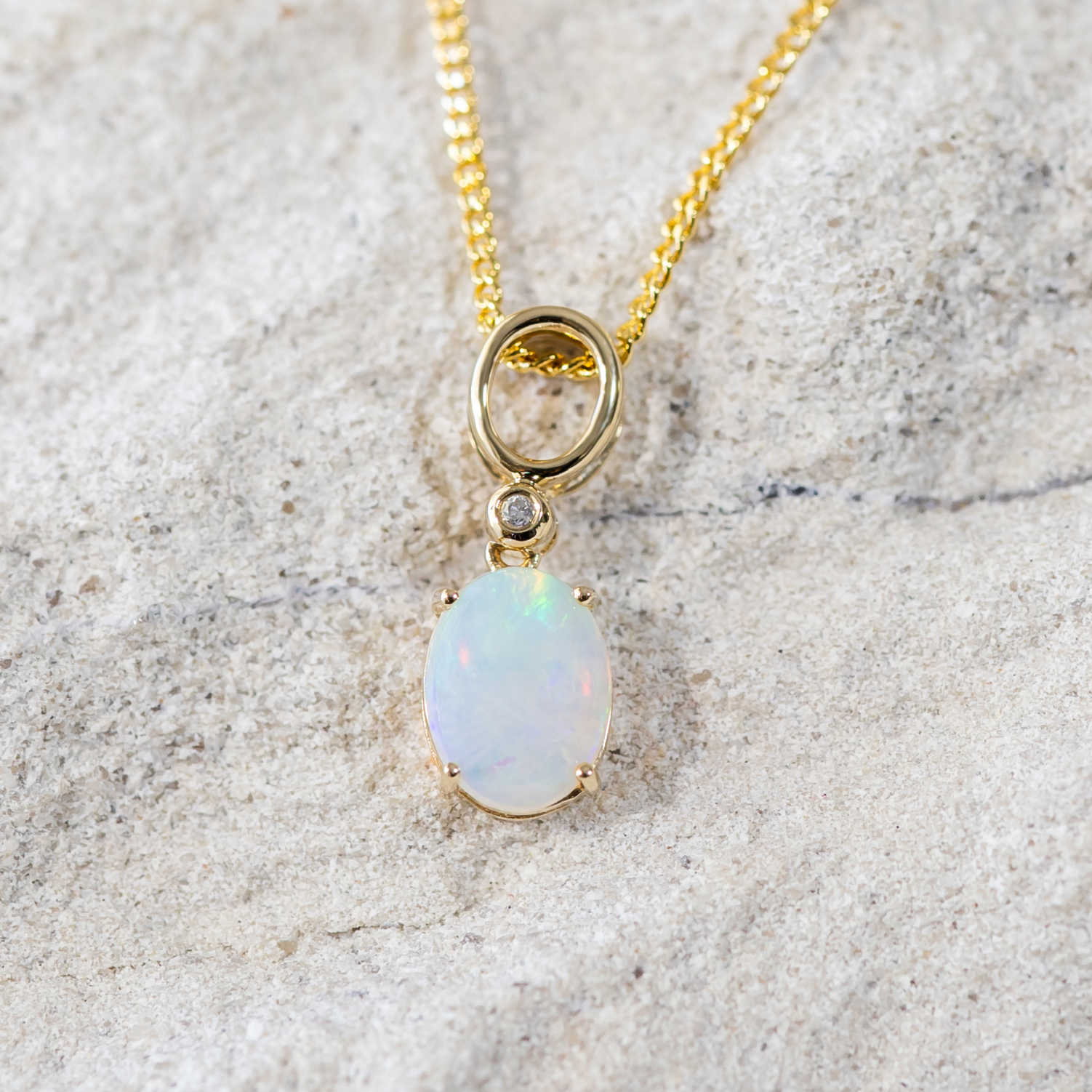 Gold Opal Pendant - Black Star Opal