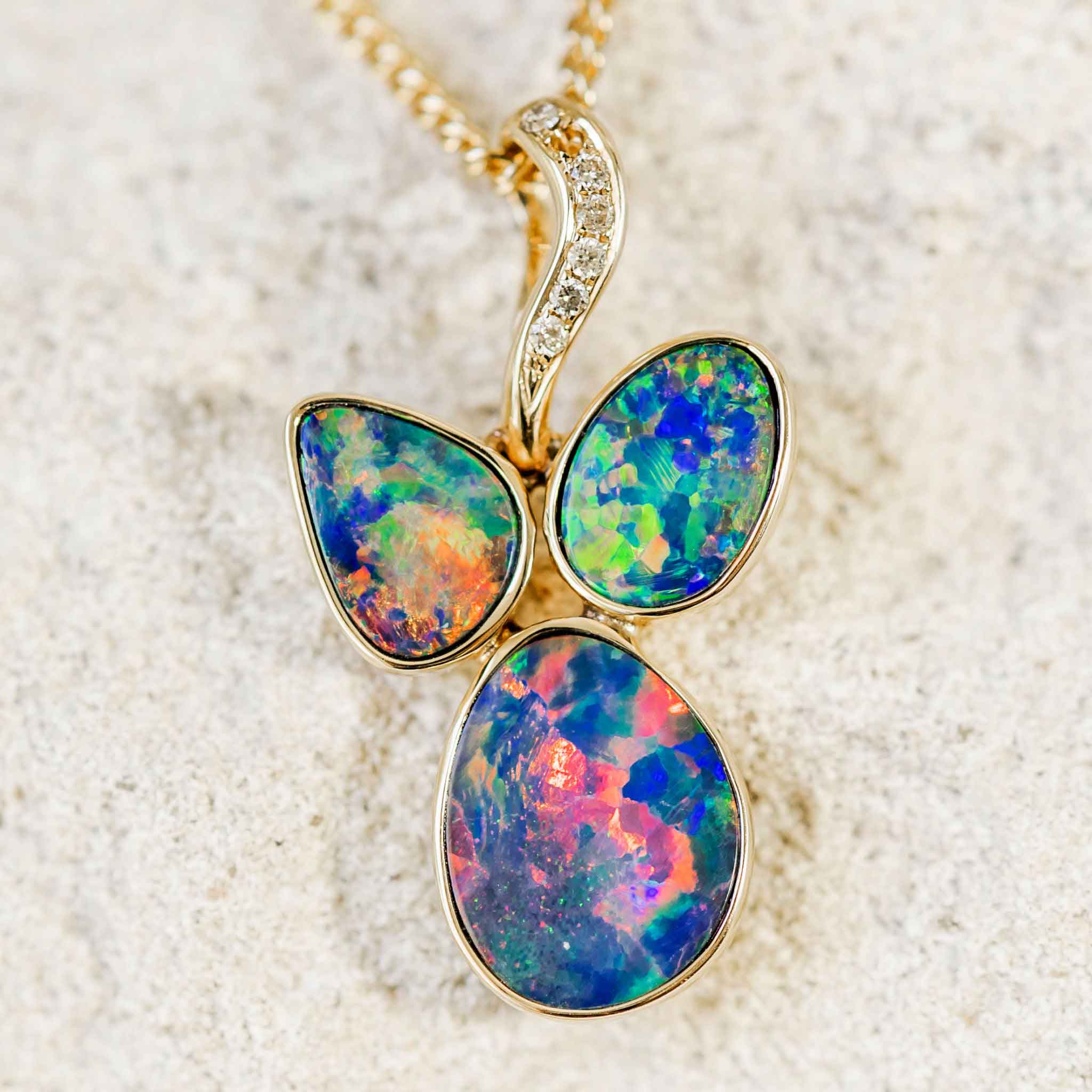 Gold Opal Pendants - Black Star Opal