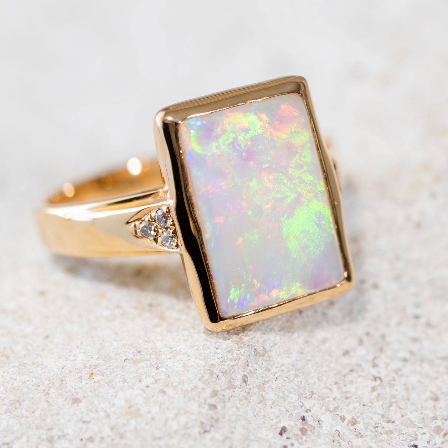 Gold Opal Ring - Black Star Opal